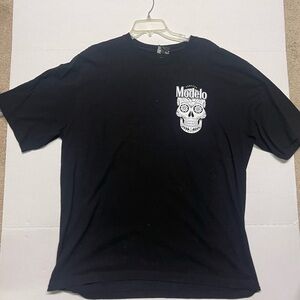 ModelCo Black Tee with Artistic Skull Print